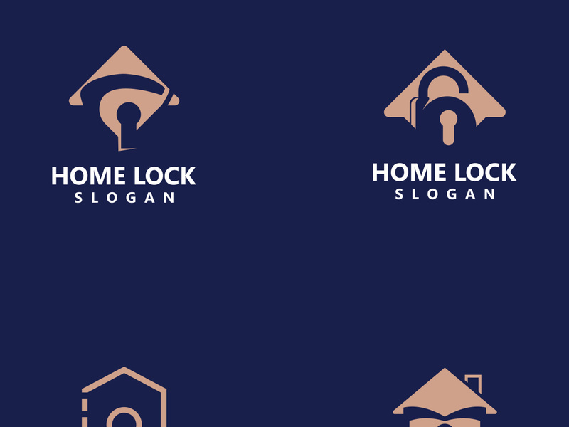 Home Lock logo design security key protection concept for business template