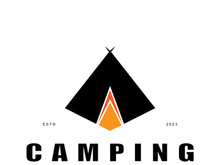 vintage and retro tent logo, camping. With tent, tree and bonfire sign. adventurers, scouts, climbers, camping equipment center