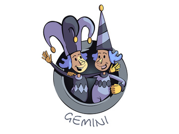 Gemini zodiac sign people flat cartoon vector illustration preview picture