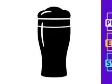 Black and white striped tumbler cup isolated on white background