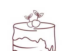 Sweet cake template logo design vector illustration of silhouette with cherries