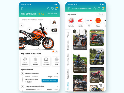 Bikes Portal or Bikes Finder Store Mobile App UI Kit