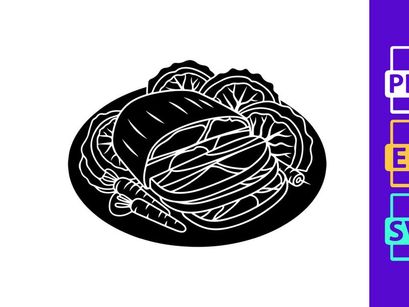 Carved Roast Meat with Vegetables Icon