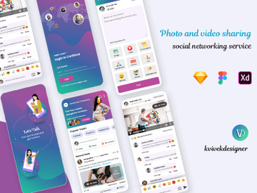 Photo and Video Sharing Social Networking Service Mobile App UI Kit preview picture