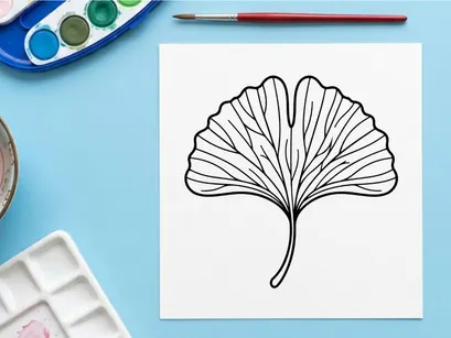 Elegant Ginkgo Leaf Illustration for Nature and Botanical Designs. Artistic Botanical Drawing for Eco-Friendly Projects.
