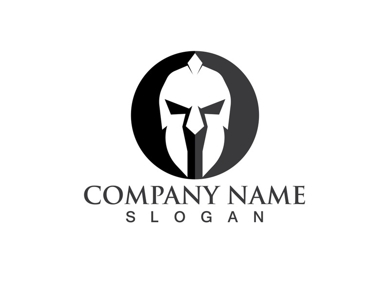 Spartan gladiator helmet logo vector