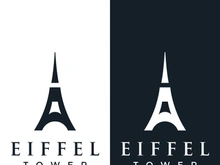 Eiffel Tower building logo design with a creative concept.