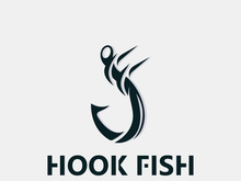 Hook Fishing logo simple and modern vintage rustic vector design style template illustration