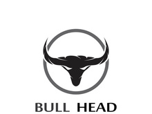 Retro vintage bull head horns logo.