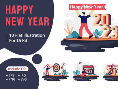 Happy new year 2023 flat illustration