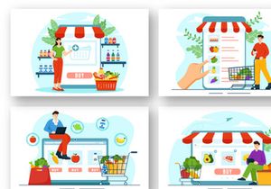 9 Online Grocery Store Illustration