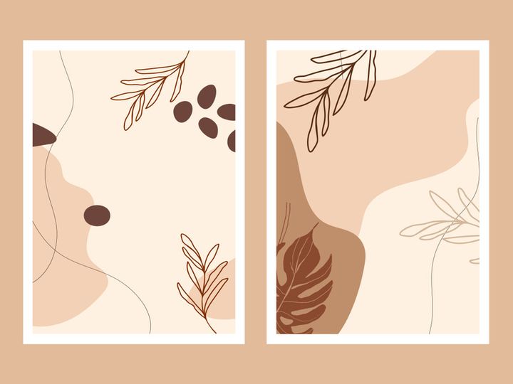 Leaves, flower background wall art, minimal boho decor wall background template design.