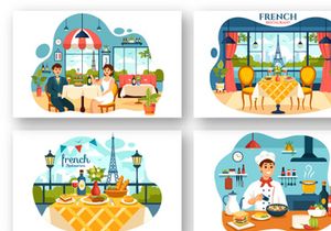 10 French Food Restaurant Illustration