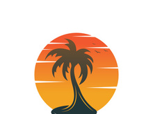 Palm logo icon template and symbol vector tree design
