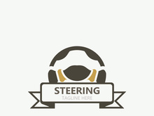 Steering wheel logo automotive car design garage auto repair workshop illustration