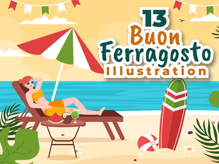 13 Buon Ferragosto Italian Festival Illustration
