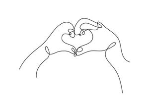 Heart Shaped Hands One Continuous Line Drawing