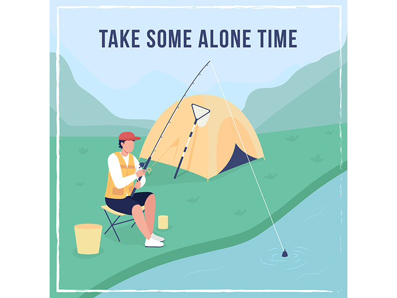 Camping and fishing social media post mockup