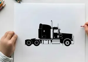 Silhouette of a semi truck with trailer
