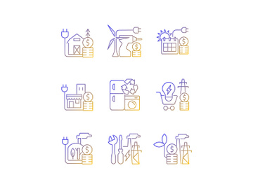 Electrical energy gradient linear vector icons set preview picture