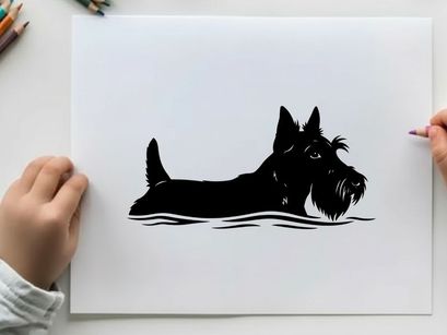 Silhouette of a scottish terrier dog breed portrait