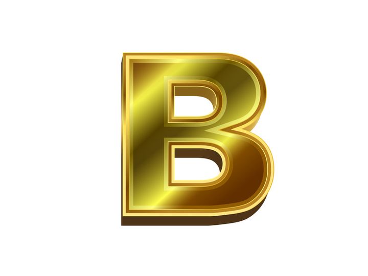 3d golden letter. Luxury gold English alphabet on white background