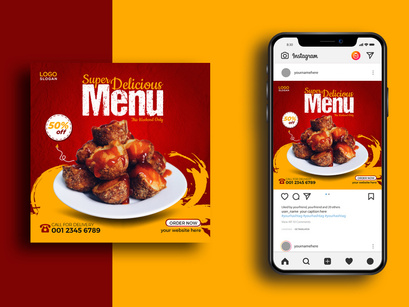 Delicious food menu social media banner template