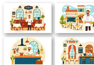 10 Italian Food Restaurant Illustration
