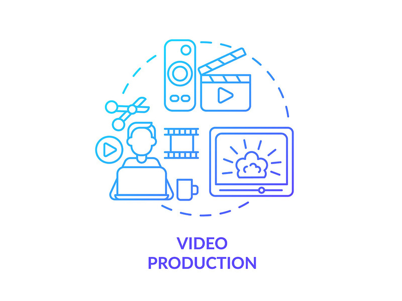 Video production blue gradient concept icon