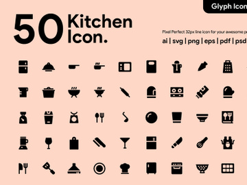 50 Kitchen Glyph Icon preview picture