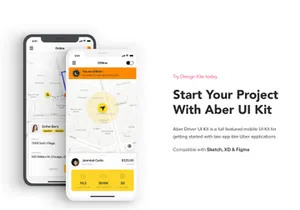 Taxi Driver Booking UI Kit for ADOBE XD