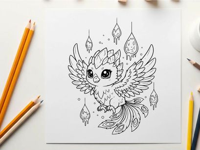 Cute snow owl with teardrop wings vector illustration