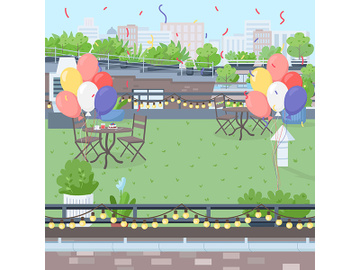 Rooftop party flat color vector illustration preview picture