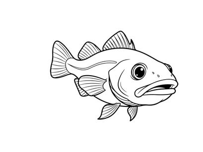 Sad cartoon fish vector illustration flat design