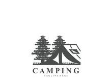 Camping and outdoor adventure logo for the Hiking. emblem illustration
