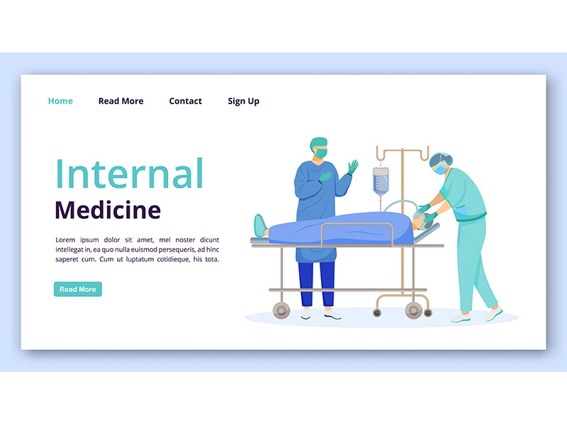 Internal medicine landing page vector template