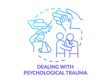Dealing with psychological trauma blue gradient concept icon preview picture