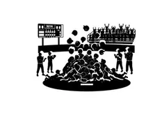 Silhouette of people celebrating on a football field