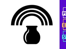 Pot of gold under rainbow illustration