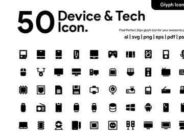 50 Device & Tech Glyph Icon preview picture