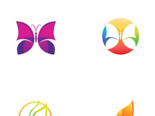 Beautiful and colorful butterfly creative logo design.