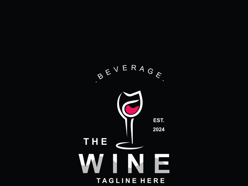 Wine drink Vintage logo label with glass or beer premium, bars, clubs, cafes company