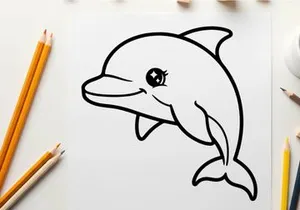 Cute dolphin jumping wave vector illustration flat design