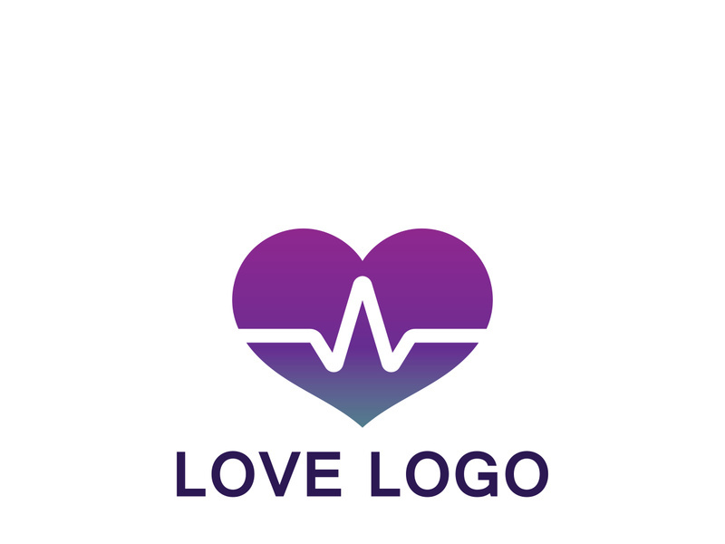 Love with Medical Pulse logo concept. Health love Creative Logo vector template