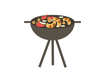 Barbecue grill semi flat color vector object preview picture