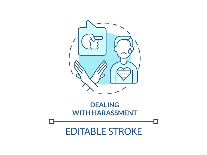 Dealing with harassment turquoise concept icon