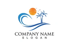 Blue water wave logo design template