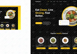 UI de Site Moderno de Entrega de Comida | UI Limpo Preto e Amarelo