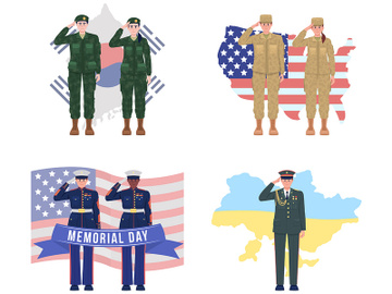 Memorial day vector isolated illustrations set preview picture