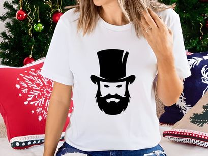 Cartoon gentleman top hat smile minimalist black white vector